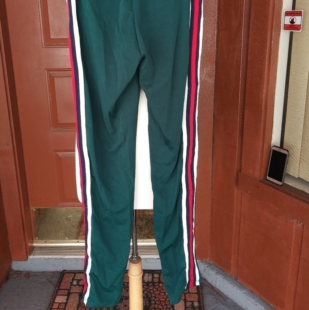 Women Green Track Pants Straight Leg Size Small - Picture 2 of 5